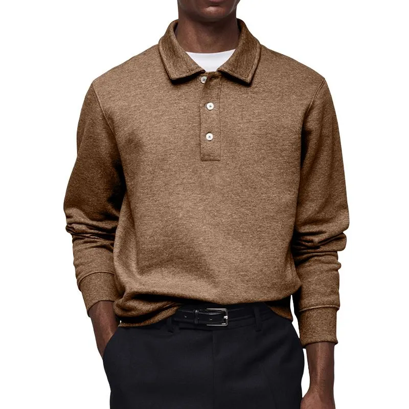 Men's Casual Solid Color Button Lapel Sweatshirt 05220412Y sold by Manly