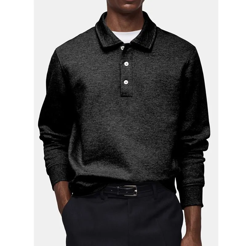 Men's Casual Solid Color Button Lapel Sweatshirt 05220412Y sold by Manly product image thumbnail 5