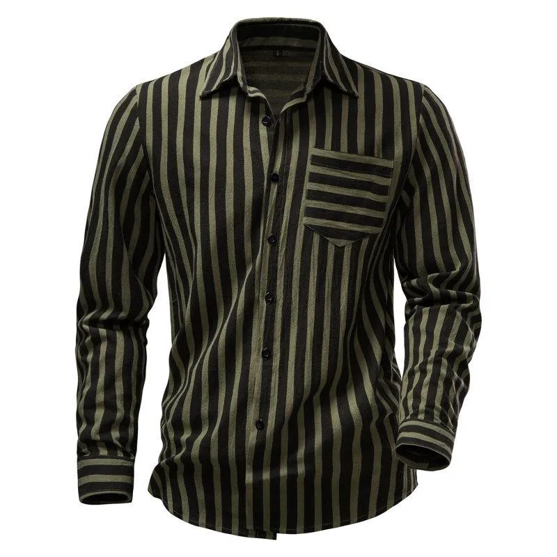 Men's Stripe Printed Casual Long Sleeve Shirt 74524141U sold by Manly product image thumbnail 2