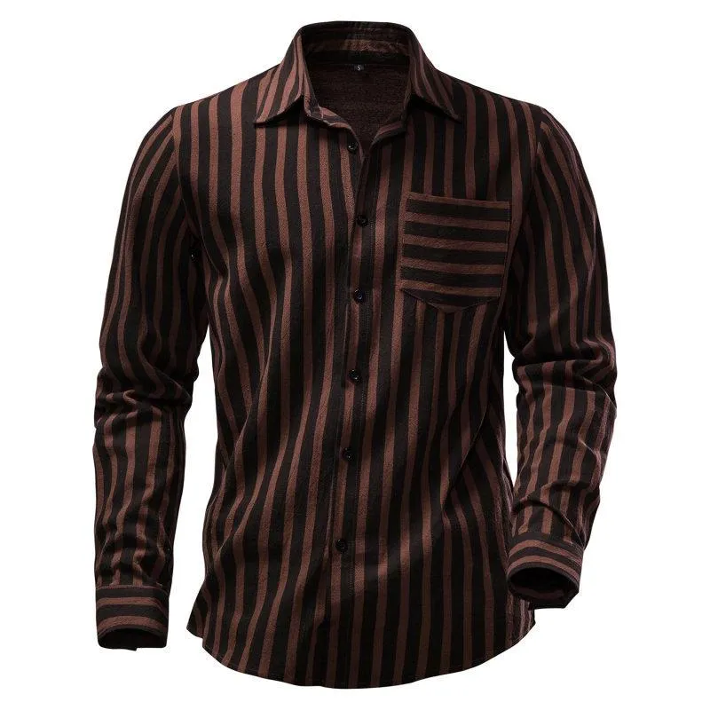 Men's Stripe Printed Casual Long Sleeve Shirt 74524141U sold by Manly product image thumbnail 3