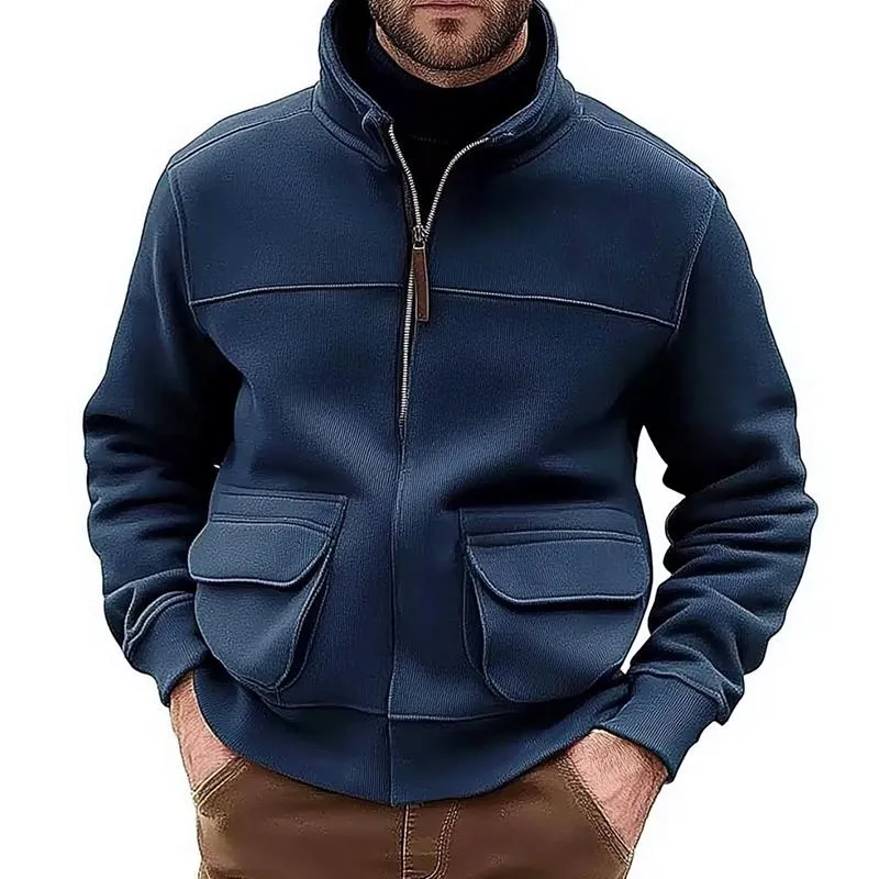 Men's Solid Collar Zip-Up Jacket 57901342U sold by Manly