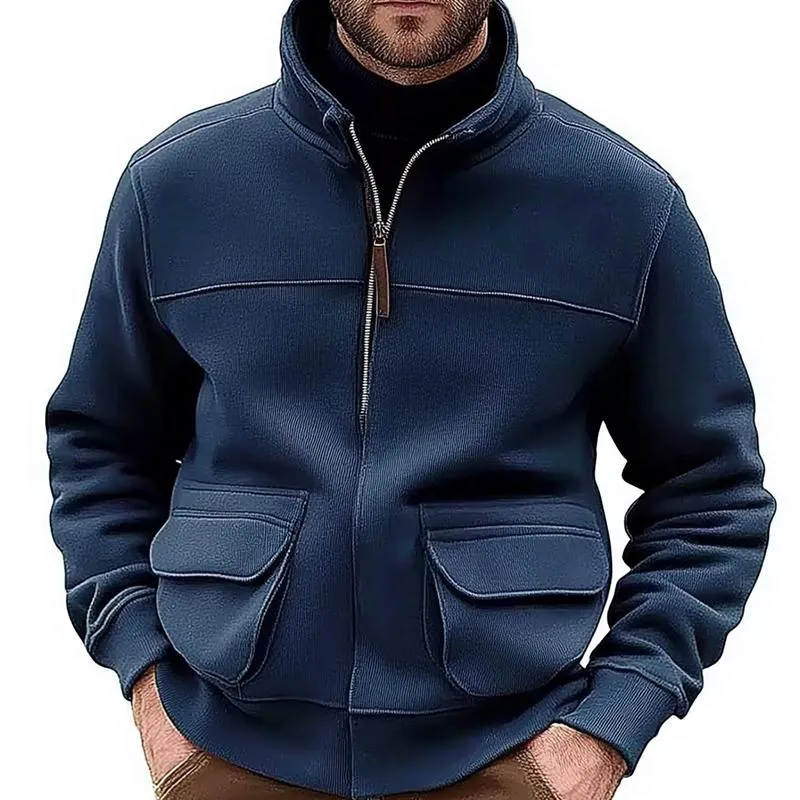 Men's Solid Collar Zip-Up Jacket 57901342U sold by Manly product image thumbnail 2