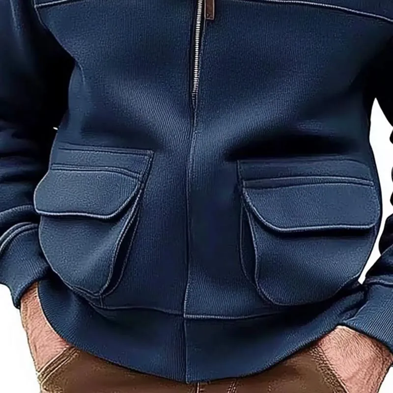 Men's Solid Collar Zip-Up Jacket 57901342U sold by Manly product image thumbnail 3