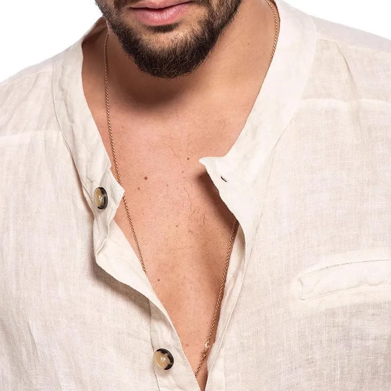 Men's Stand Collar Cotton and Linen Loose Long Sleeve Shirt 65664404U sold by Manly product image thumbnail 5