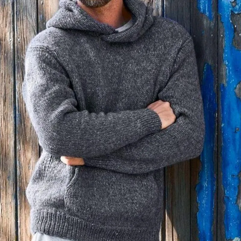 Men's Casual Hooded Thick Warm Kangaroo Pocket Knitted Pullover Sweater 38784994M sold by Manly product image thumbnail 3