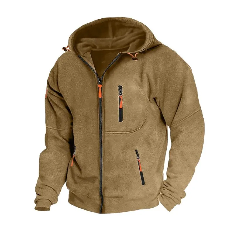 Men's Casual Sports Multi-pocket Zipper Loose Hooded Jacket 86901706M sold by Manly