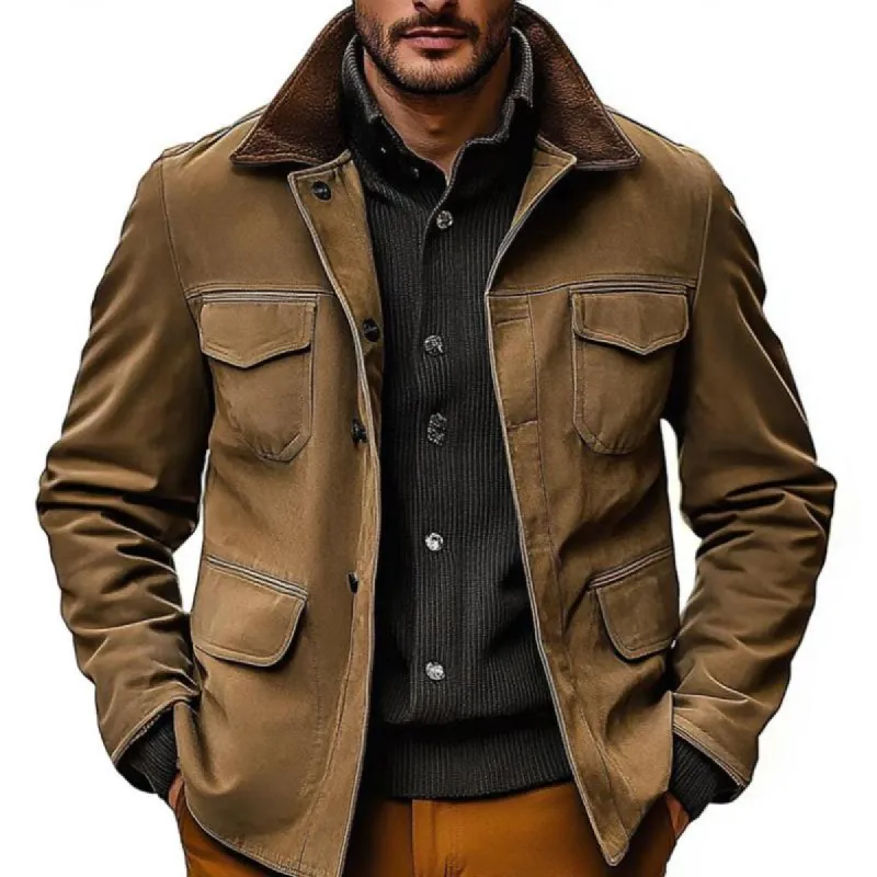 Men's Patchwork Collar Multi-pocket Jacket 20663885U sold by Manly