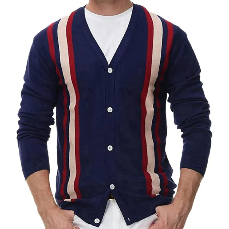 Men's V-neck Long-sleeved Knitted Cardigan 07400218U sold by Manly