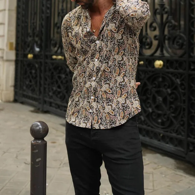 Men's Casual Cardigan Printed Long Sleeve Shirt 48124487U sold by Manly product image thumbnail 4