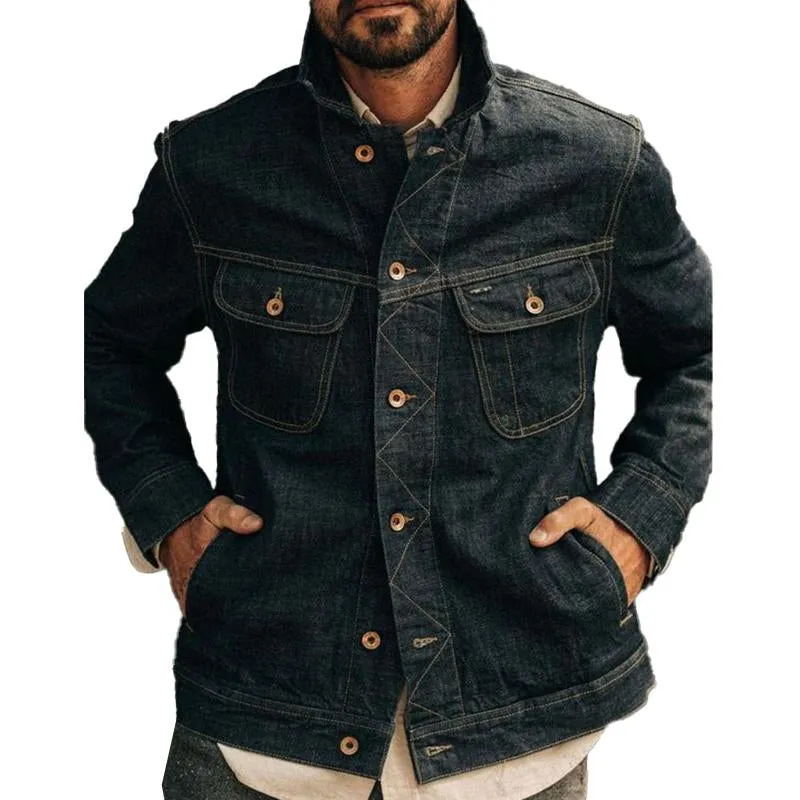 Men's Stylish Washed Denim Lapel Jacket 84244884X sold by Manly