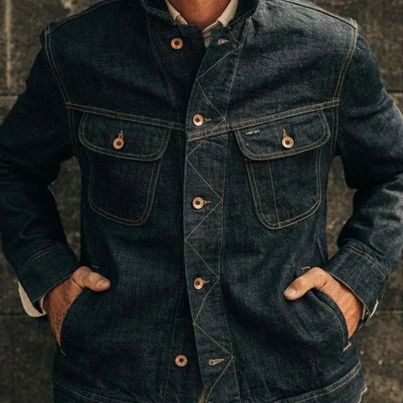 Men's Stylish Washed Denim Lapel Jacket 84244884X sold by Manly product image thumbnail 2
