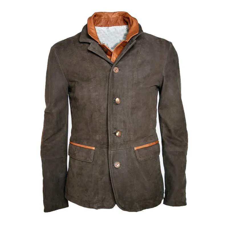 Men's Vintage Suede Leather Panel Double Collar Blazer 17552799X sold by Manly