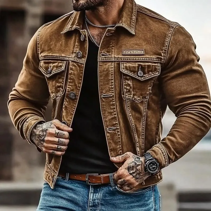 Men's Vintage Distressed Washed Denim Jacket 89948446X sold by Manly product image thumbnail 3