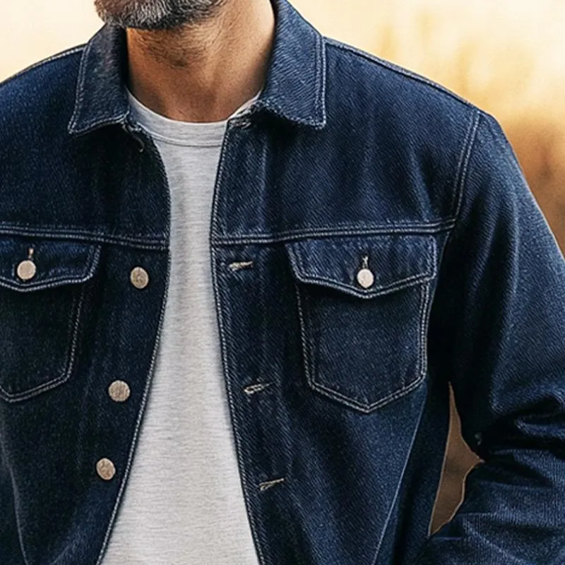 Men's Vintage Solid Lapel Denim Jacket 19564743X sold by Manly product image thumbnail 3