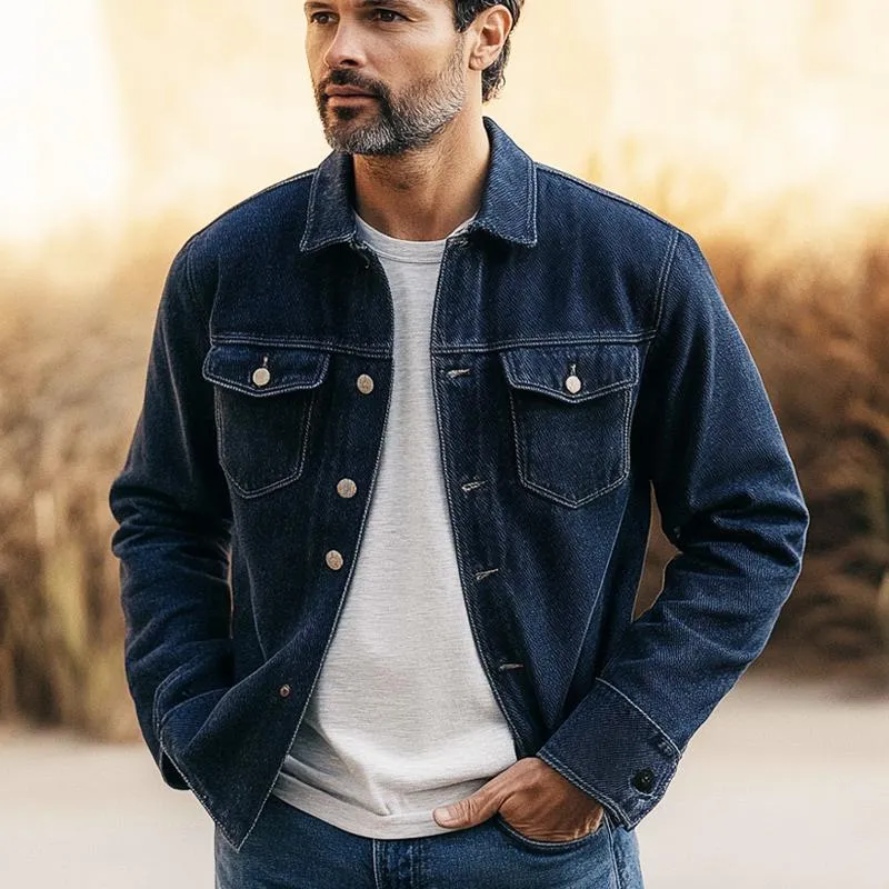 Men's Vintage Solid Lapel Denim Jacket 19564743X sold by Manly product image thumbnail 2