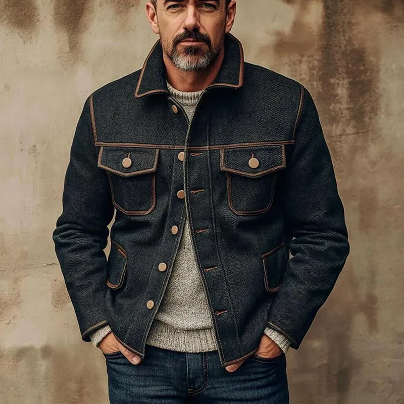 Men's Vintage Denim Multi-Pocket Lapel Jacket 95606160X sold by Manly product image thumbnail 2