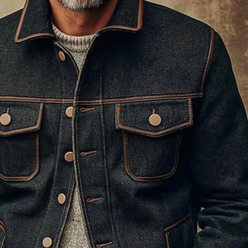 Men's Vintage Denim Multi-Pocket Lapel Jacket 95606160X sold by Manly product image thumbnail 3