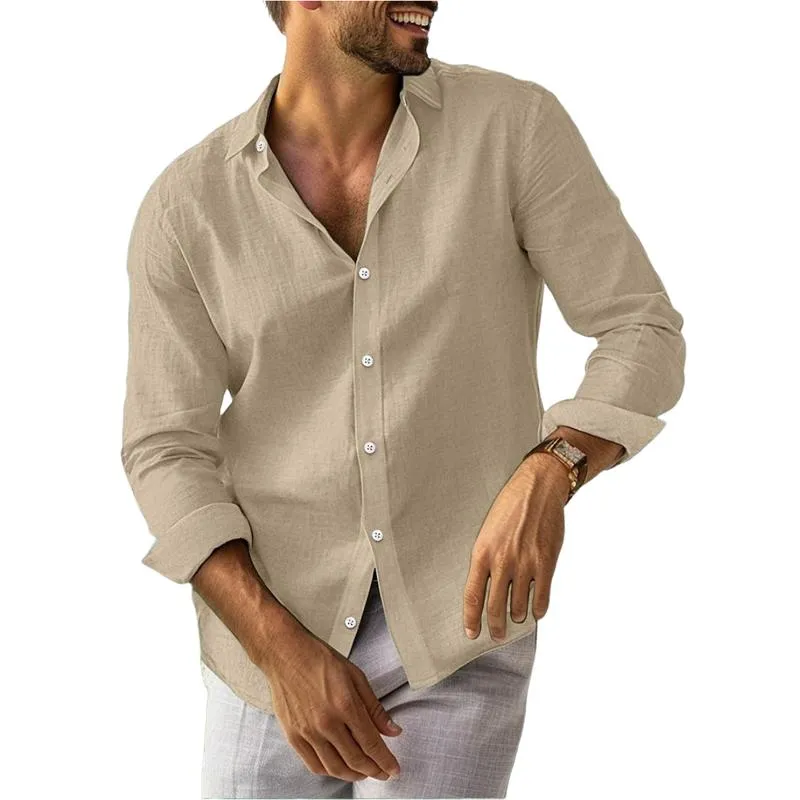 Men's Casual Solid Color Lapel Long Sleeve Shirt 67994253Y sold by Manly