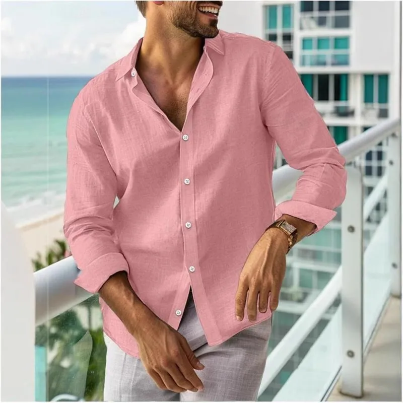 Men's Casual Solid Color Lapel Long Sleeve Shirt 67994253Y sold by Manly product image thumbnail 5