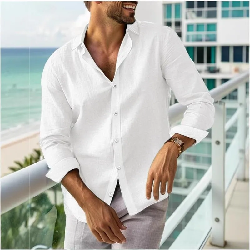 Men's Casual Solid Color Lapel Long Sleeve Shirt 67994253Y sold by Manly product image thumbnail 4