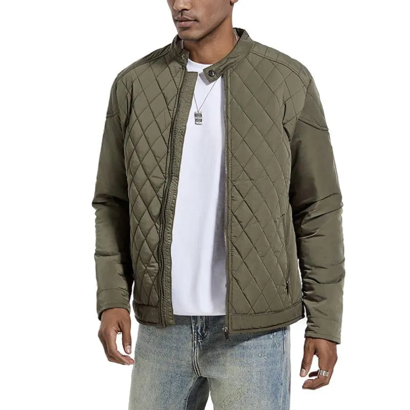 Men's Solid Quilted Padded Stand Collar Jacket 83268406Y sold by Manly