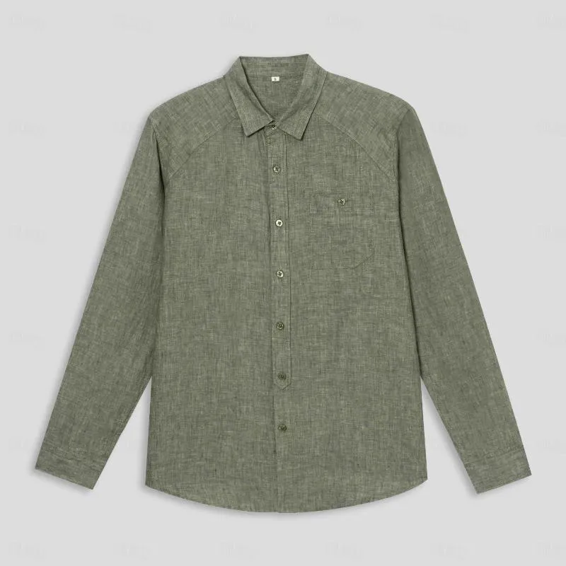 Men's Casual Cotton and Linen Raglan Sleeve Long Sleeve Shirt 16741573Y sold by Manly product image thumbnail 3