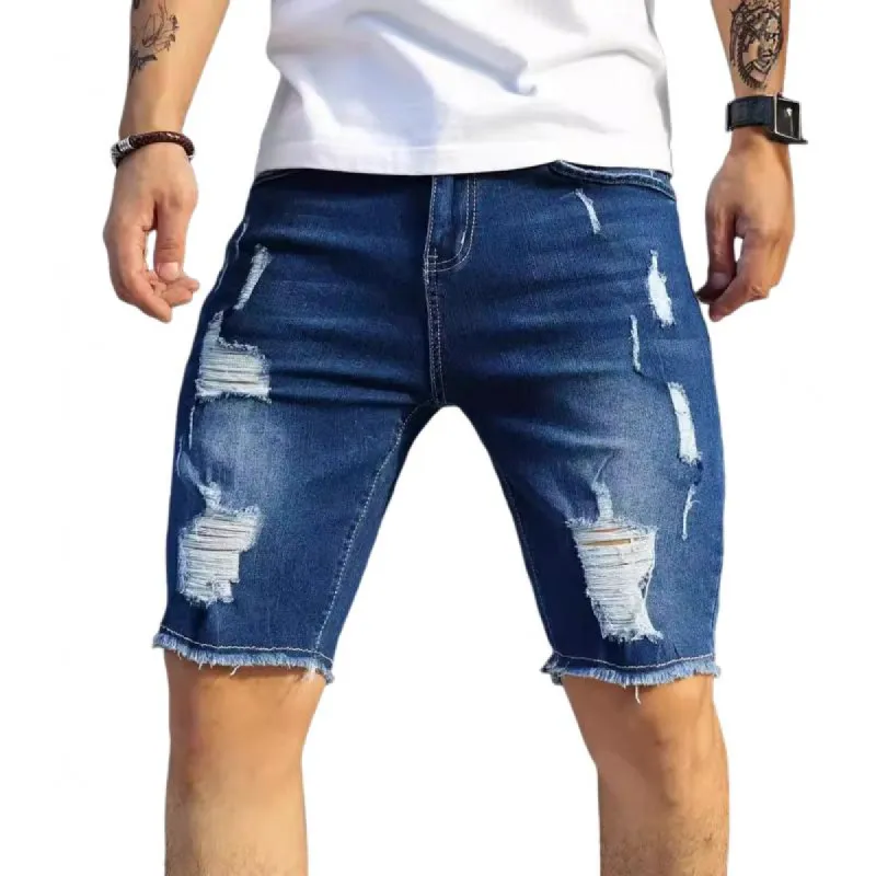 Men's Fashion Distressed Hole Denim Shorts 00984243Z sold by Manly