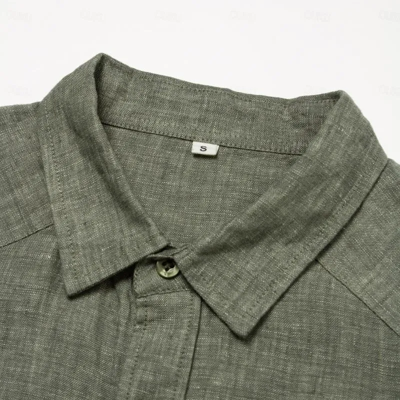 Men's Casual Cotton and Linen Raglan Sleeve Long Sleeve Shirt 16741573Y sold by Manly product image thumbnail 5