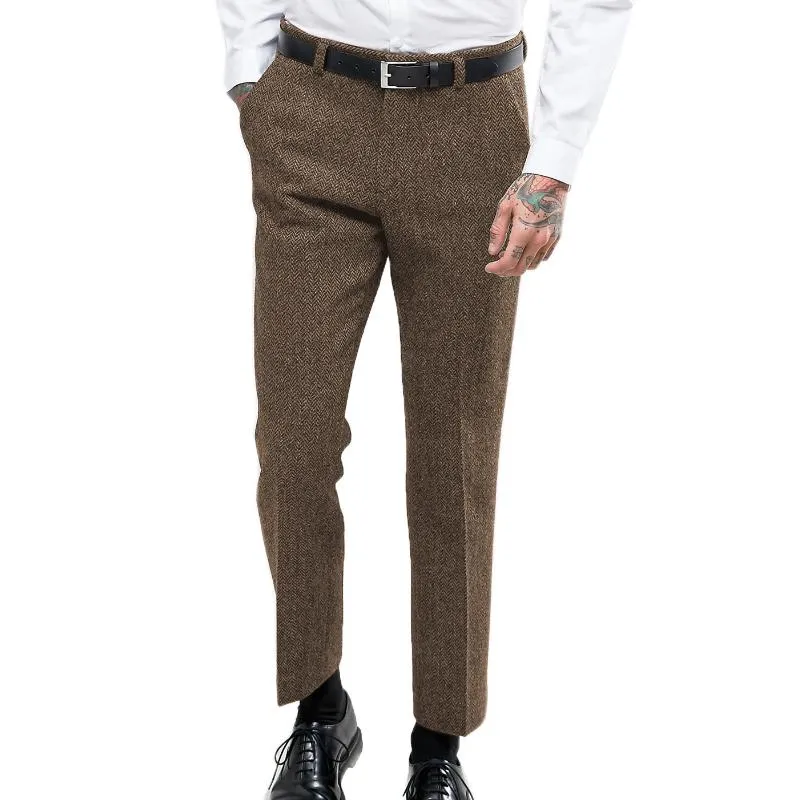 Men's Retro Casual Herringbone British Style Straight Suit Pants 88278513TO sold by Manly product image thumbnail 3