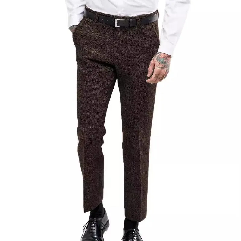 Men's Retro Casual Herringbone British Style Straight Suit Pants 88278513TO sold by Manly product image thumbnail 5