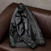 Men's Vintage Solid Color Lapel Short Leather Jacket 24606734X sold by Manly