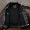 Men's Vintage Solid Color Lapel Short Leather Jacket 24606734X sold by Manly
