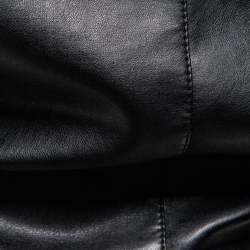 Men's Vintage Stand Collar Casual Motorcycle Leather Jacket 75420273X sold by Manly product image thumbnail 4