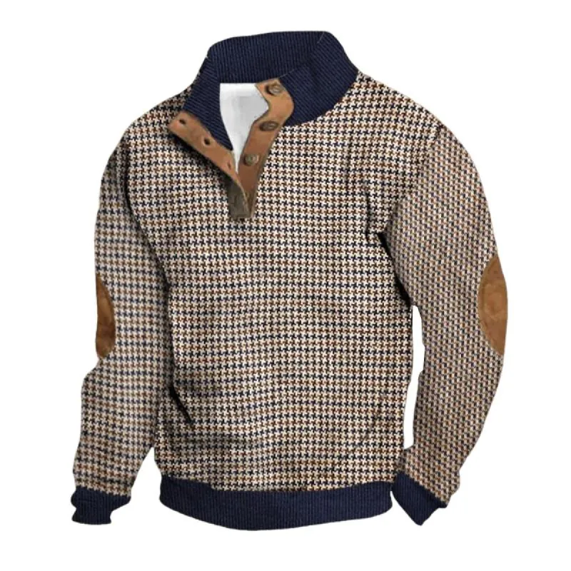 Men's Houndstooth Print Half-Zip Sweatshirt 37786379X sold by Manly