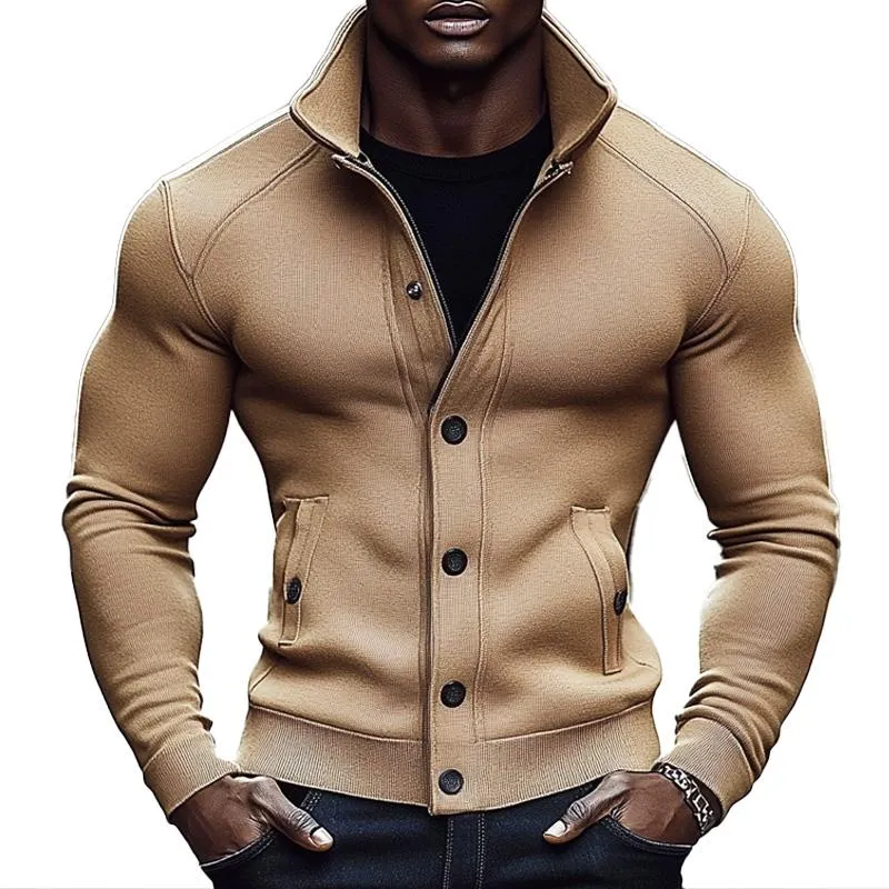 Men's Solid Color Casual Lapel Single Breasted Jacket 20365802X sold by Manly