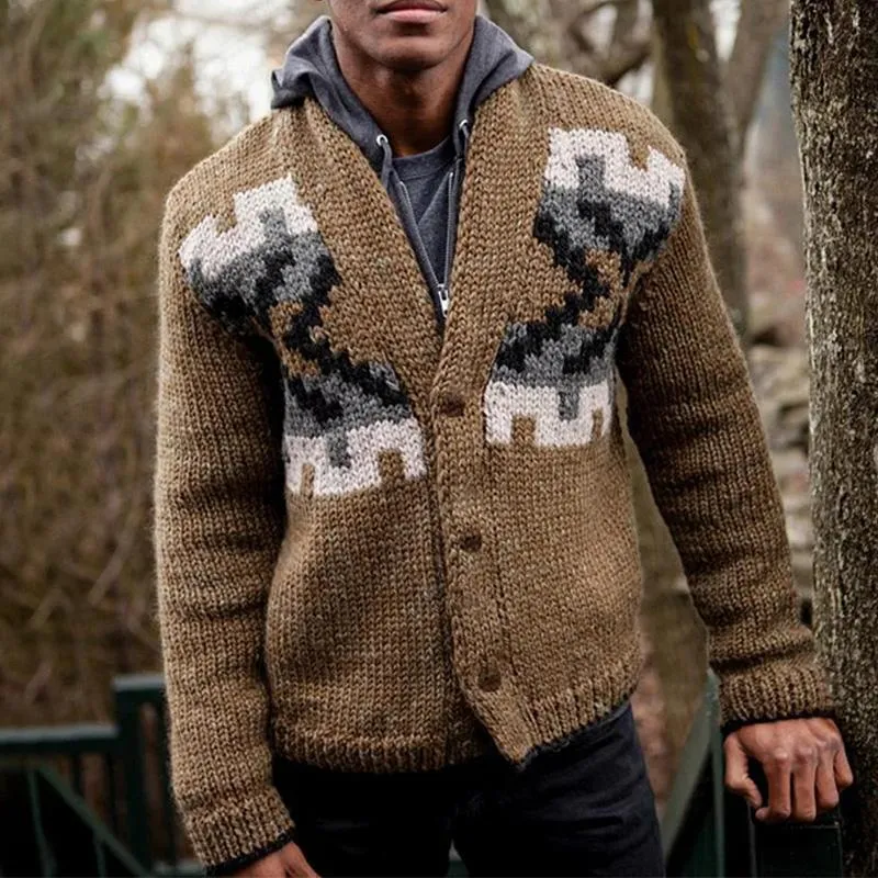 Men's Vintage Geometric Knit Jacquard Single Breasted Cardigan 49152973X sold by Manly product image thumbnail 2