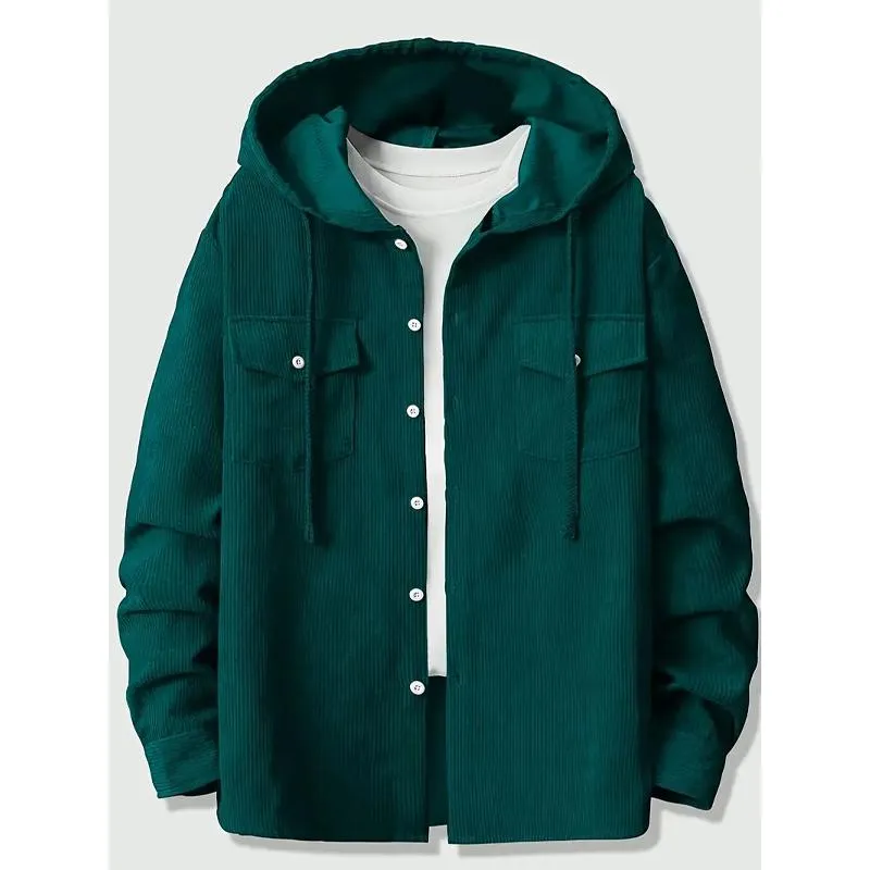 Men's Casual Solid Color Corduroy Pocket Hooded Jacket 25133810Y sold by Manly product image thumbnail 5