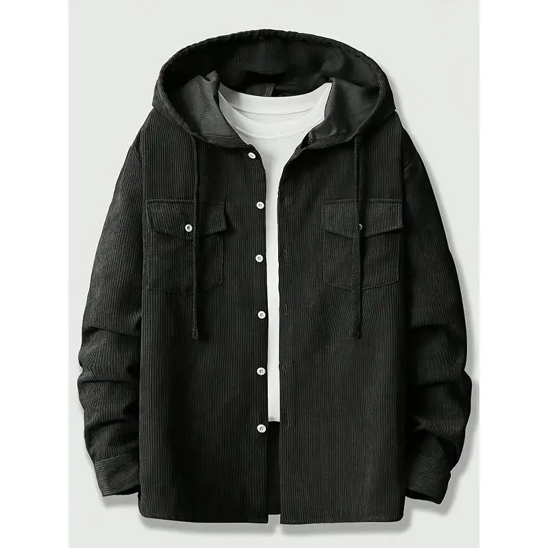 Men's Casual Solid Color Corduroy Pocket Hooded Jacket 25133810Y sold by Manly product image thumbnail 4