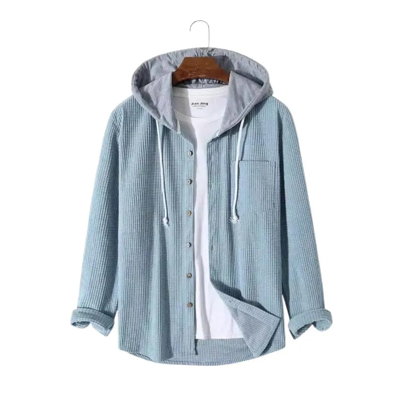 Men's Casual Solid Color Waffle Hooded Shirt 58756257Y sold by Manly