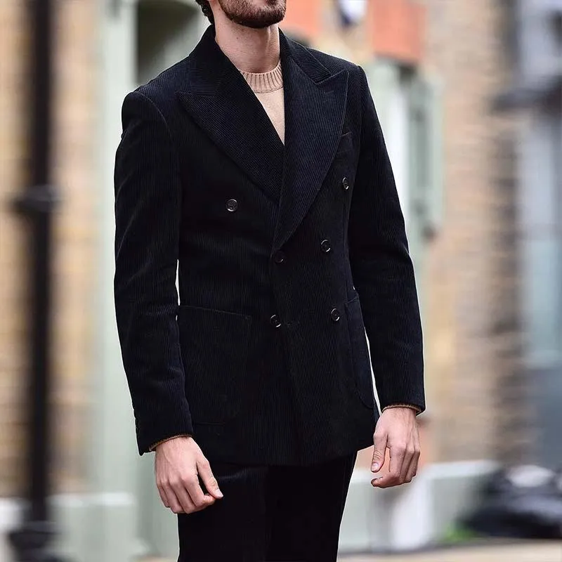 Men's Corduroy Peak Lapel Double Breasted Casual Blazer 11698055Z sold by Manly product image thumbnail 5