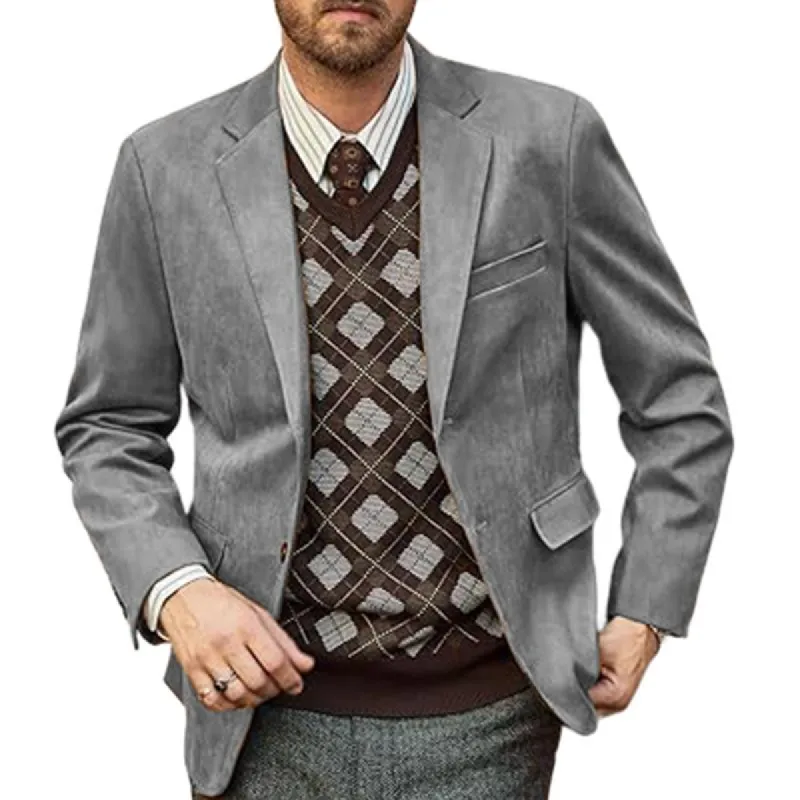 Men's Solid Color Notch Lapel Two Buttons Casual Blazer 29812486Z sold by Manly