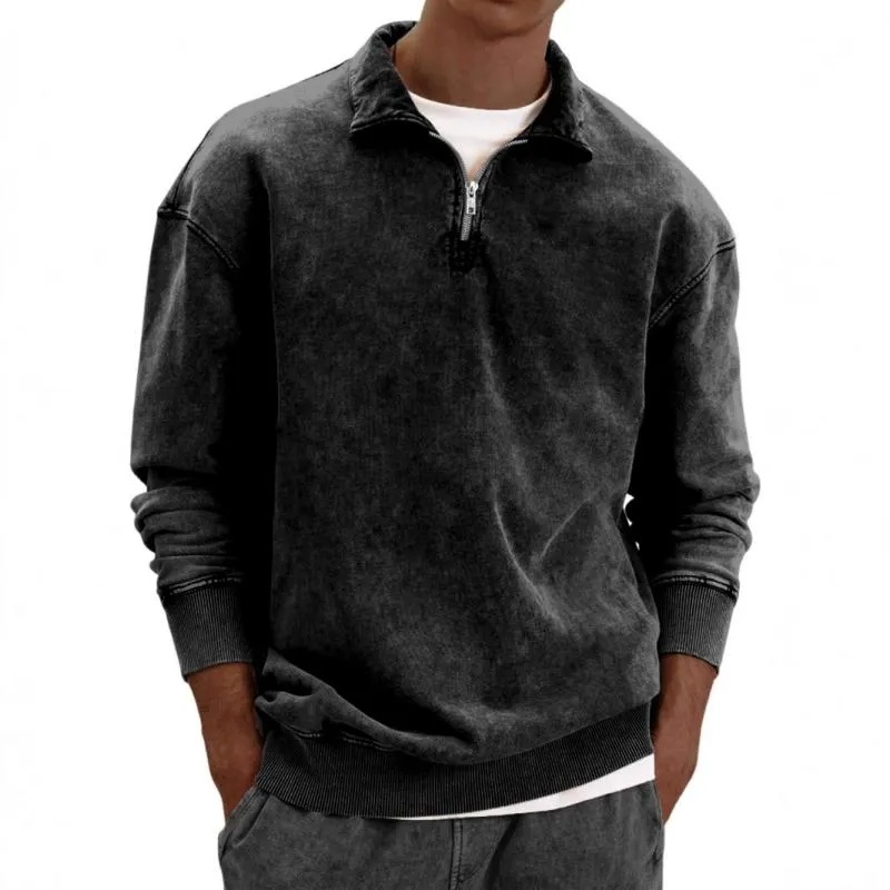 Men's Solid Color Zipper Lapel Long Sleeve Sweatshirt 89061715Z sold by Manly product image thumbnail 3