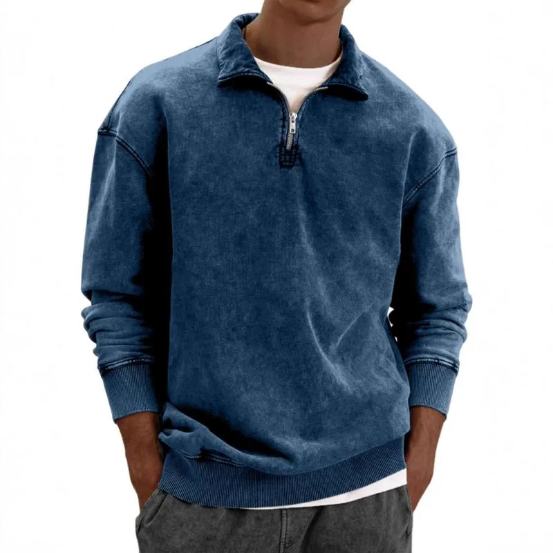 Men's Solid Color Zipper Lapel Long Sleeve Sweatshirt 89061715Z sold by Manly product image thumbnail 2