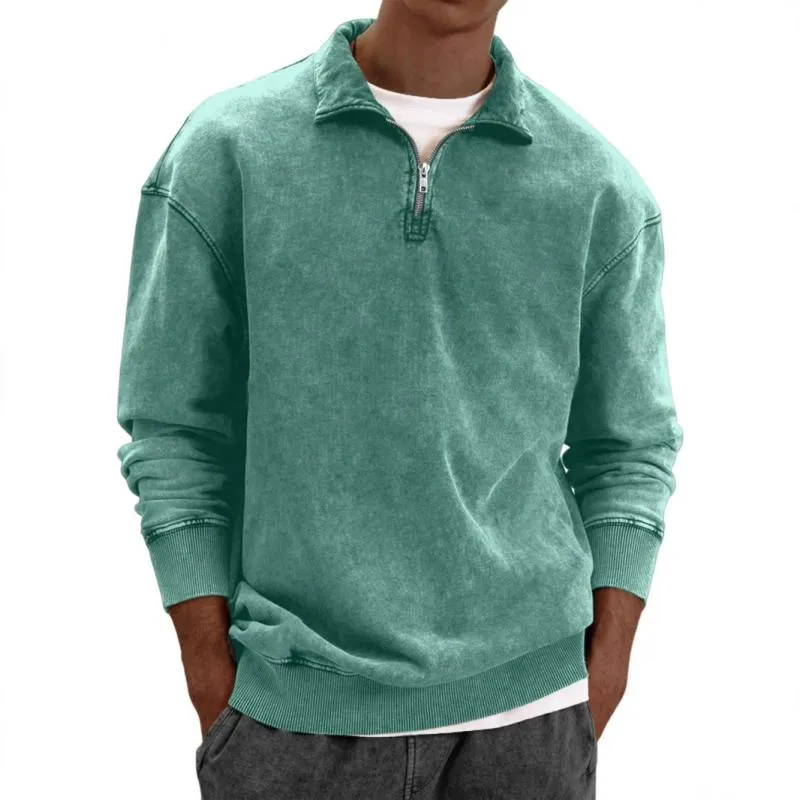 Men's Solid Color Zipper Lapel Long Sleeve Sweatshirt 89061715Z sold by Manly product image thumbnail 4