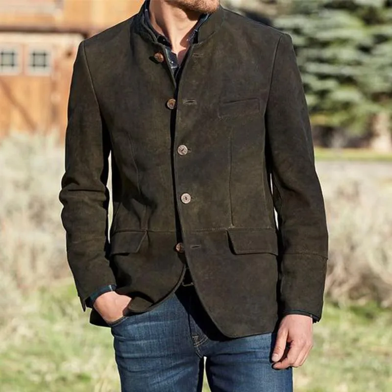 Men's Suede Stand Collar Jacket 50197276U sold by Manly product image thumbnail 2