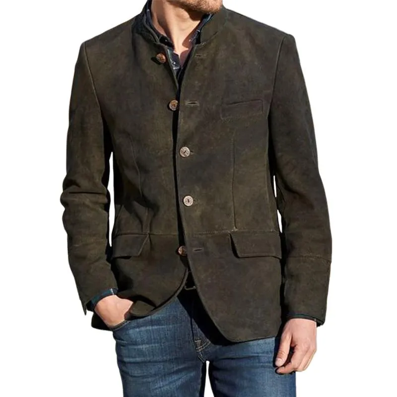 Men's Suede Stand Collar Jacket 50197276U sold by Manly