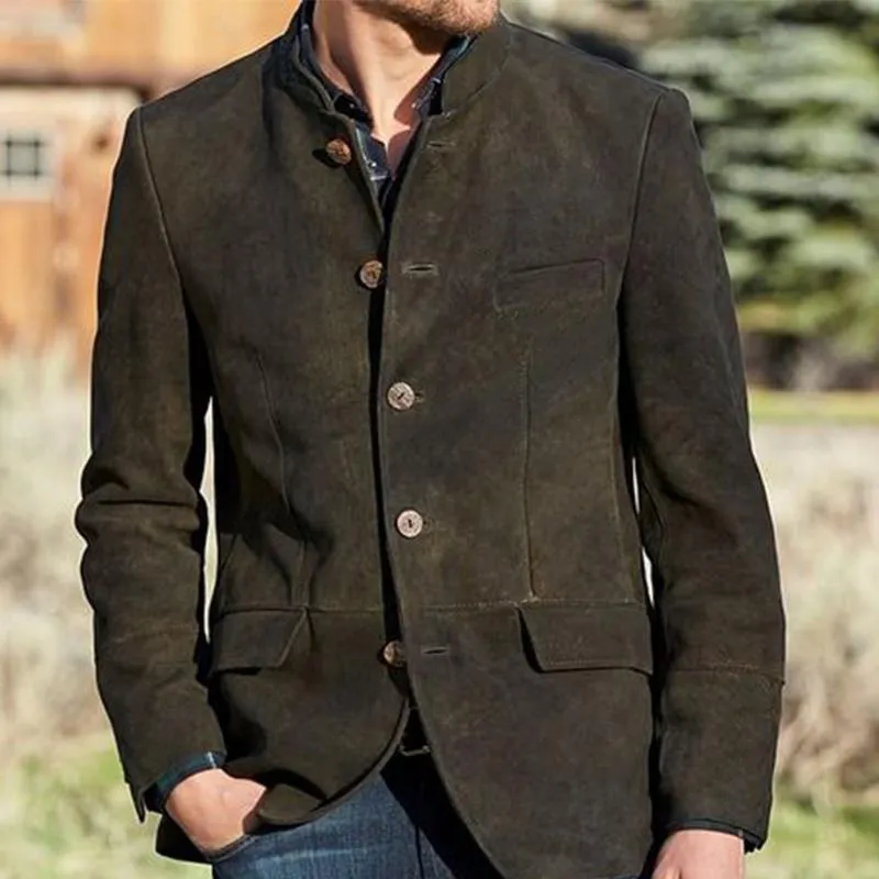 Men's Suede Stand Collar Jacket 50197276U sold by Manly product image thumbnail 3