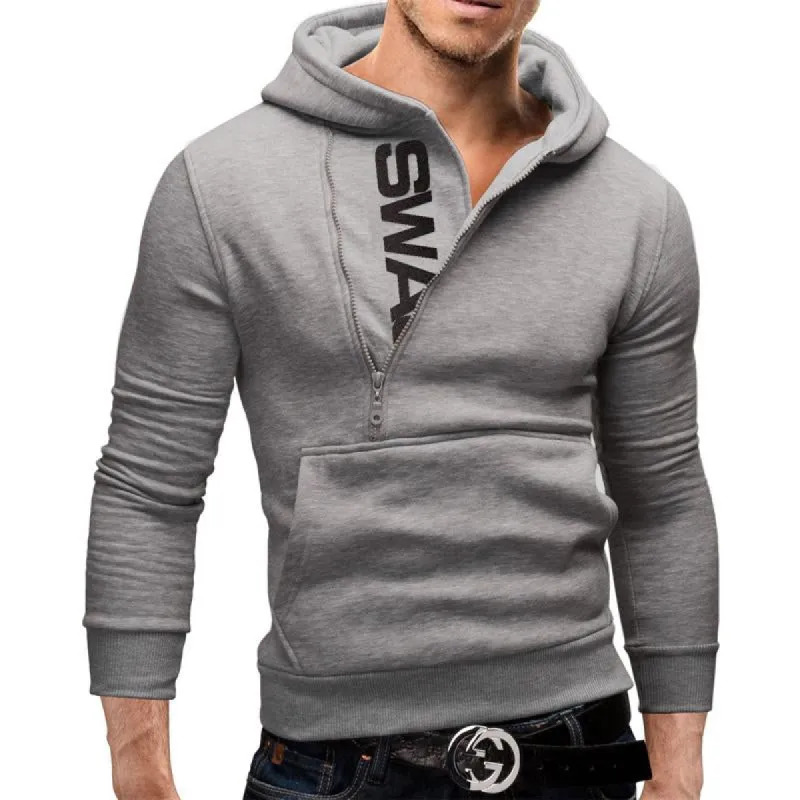Men's Fleece Contrast Color Casual Hoodie 43090786U sold by Manly