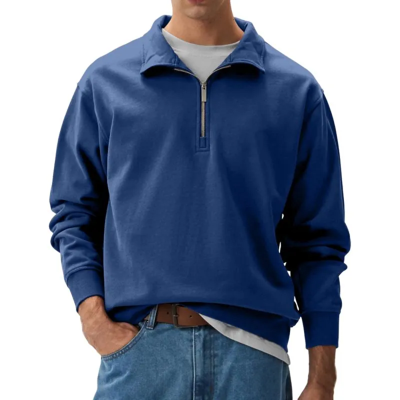 Men's Casual Half-zip Lapel Loose Long-sleeved Sweatshirt 83378290M sold by Manly