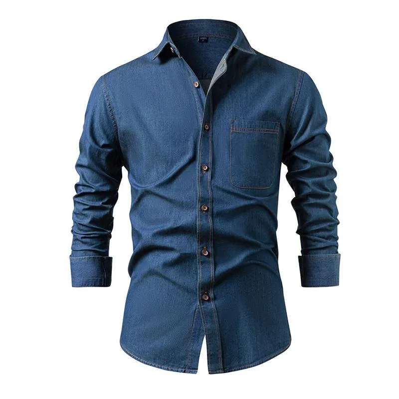 Men's Vintage Washed Lapel Long sleeve Denim Shirt 00579128X sold by Manly product image thumbnail 3